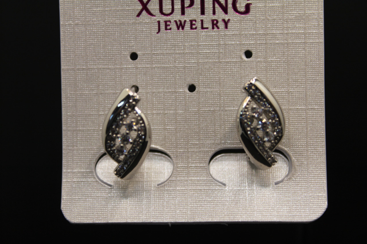 Роскошные Хьюпинг серебристые сережки с камнями горный хрусталь Xuping медицинское золото