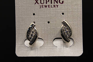 Розкішні Хьюпінг сріблясті сережки з камінням гірський кришталь Xuping медичне золото