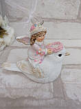 Статуетка-підвіска "Фея з пташкою" 10х9 см, полістоун, фото 8