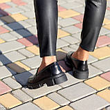 Натуральная кожа удобные современные черные кожаные женские туфли лоферы (обувь женская), фото 3