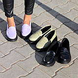 Натуральна шкіра зручні сучасні чорні шкіряні жіночі туфлі лофери (взуття жіноче), фото 4