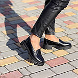 Натуральна шкіра зручні сучасні чорні шкіряні жіночі туфлі лофери (взуття жіноче), фото 5