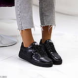 Черные повседневные молодежные кожаные женские кроссовки натуральная кожа 41-26см (обувь женская), фото 8