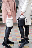 Эффектная дизайнерская бежевая сумка бочонок кроссбоди через плечо (обувь женская), фото 6