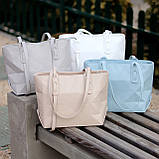 Трендовая повседневная вместительная женская белая сумка шоппер в ассортименте (обувь женская), фото 7