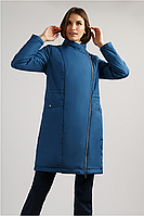 Демисезонное женское пальто на молнии Finn Flare B19-11020-123 без капюшона синее M