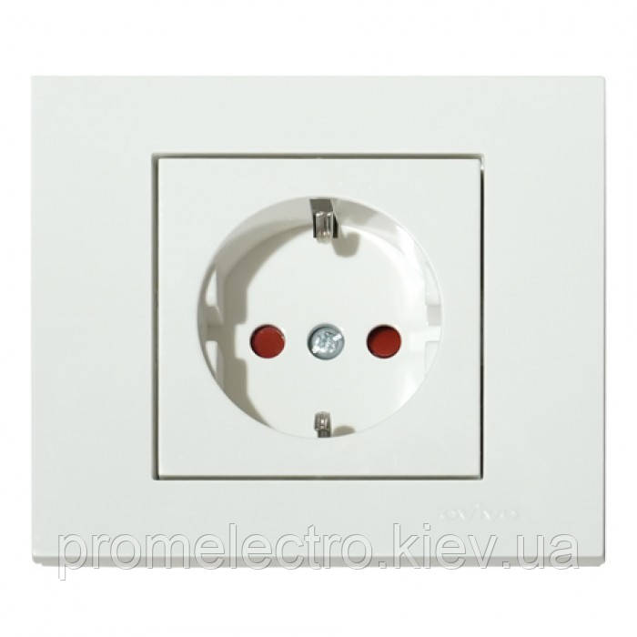 Розетка одинарна із заземленням і шторками біла GRANO