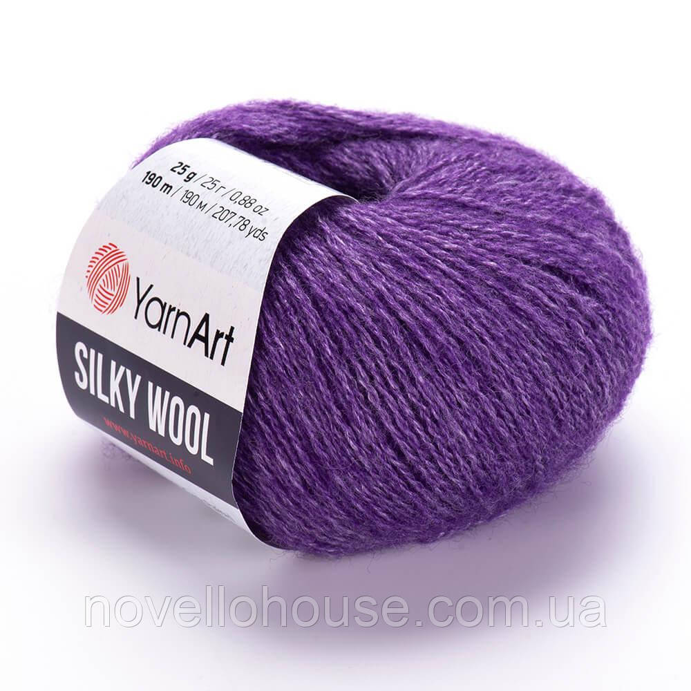 Yarnart SILKY WOOL (Сiлкi Вул) № 334 фіолетовий (Пряжа вовна з шовком, нитки для в'язання)