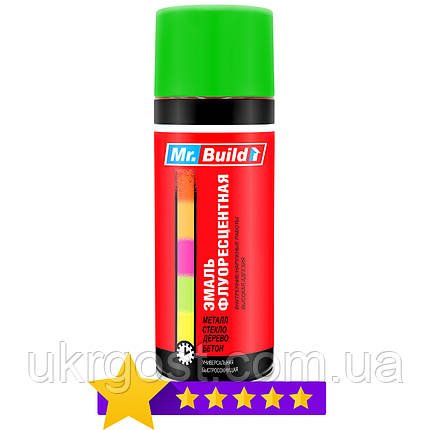 Аерозольна фарба у балончиках Mr.Build №16 RAL 6038 Флуоресцентно-зелений 400 мл, фото 1