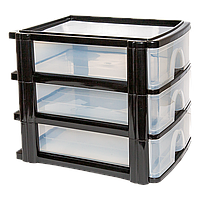 Комод-міні на три секції А4 прозоро-чорний пластиковий (5434) 35 x 27,5 x 30,5 см