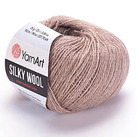 Yarnart SILKY WOOL (Сiлкi Вул) № 337 бежевий (Пряжа вовна з шовком, нитки для в'язання)