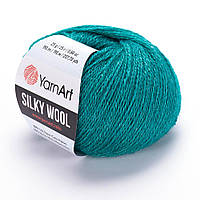 Yarnart SILKY WOOL (Силки Вул) № 339 изумруд (Пряжа шерсть с шелком, нитки для вязания)
