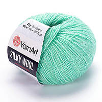 Yarnart SILKY WOOL (Силки Вул) № 340 мятный (Пряжа шерсть с шелком, нитки для вязания)