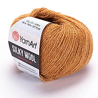 Yarnart SILKY WOOL (Силки Вул) № 345 карамель (Пряжа шерсть с шелком, нитки для вязания)