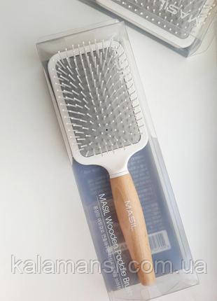 Антистатичний масажний гребінець для волосся Masil Wooden Paddle Brush