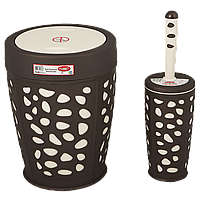 Набір для ванної кімнати Planet Stone 2 предмети коричневий-крем із міцного пластику (6867)