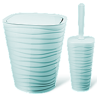 Набір для ванної кімнати Planet Welle 2 предмети сіро-блакитний (Мусорний кошик: обсяг: 9 л)