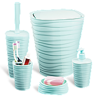 Набір для ванної кімнати Planet Welle 5 предметів сіро-блакитний (6900) з якісного пластику