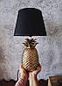Настільна лампа Ананас з керамічною основою та тканинним абажуром із золотим покриттям усередині, фото 2