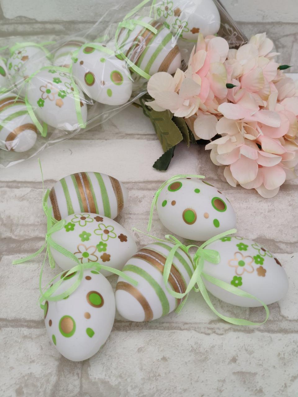 Набір пластикових, підвісних яєць 6 шт/уп, h 6 см, фото 1