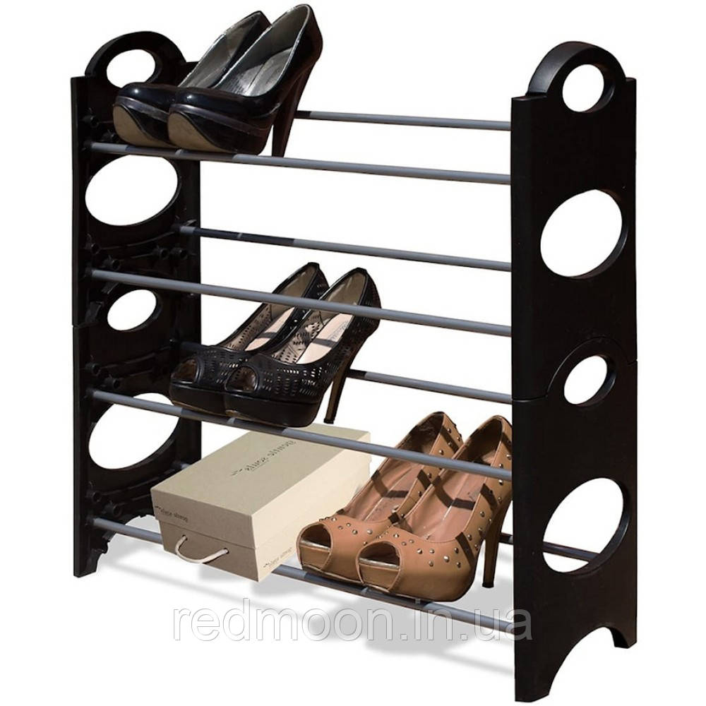 Полиця для взуття Stackable Shoe Rack 4 полки, на 12 пар / Органайзер для взуття