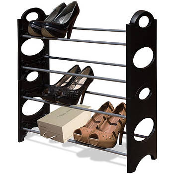 Полиця для взуття Stackable Shoe Rack 4 полки, на 12 пар / Органайзер для зберігання взуття