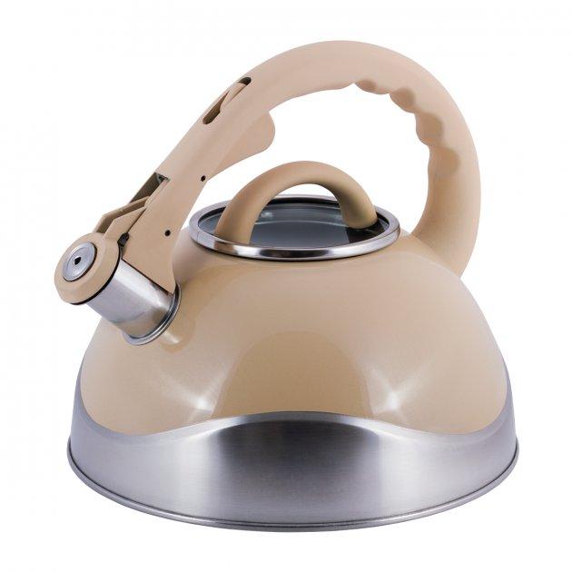 Чайник Kamille 3,0 л, з неіржавкої сталі зі свистком кремовий (KM 0686А), фото 1