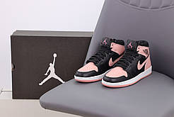 Кросівки N*ke Air Jordan 1 Retro "Рожевий з чорним р. 36-41