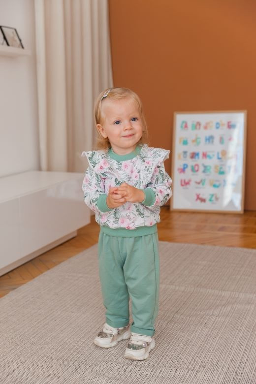 Костюм дитячий (кофточка та штани) для дівчинки GABBI KS-21-31-1 Зелений на зріст 74 (13014)