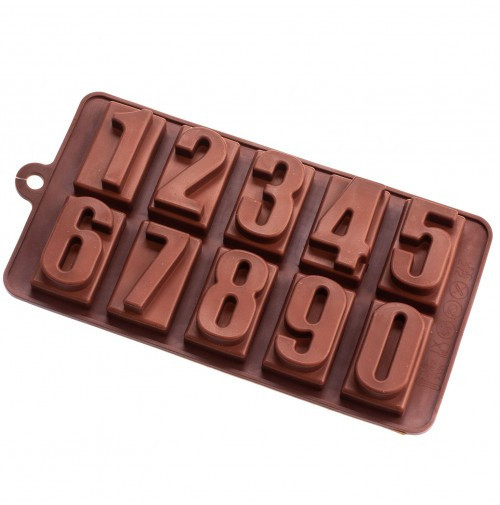 Силіконова форма для цукерок Цифри прямокутні, 10 шт., фото 1