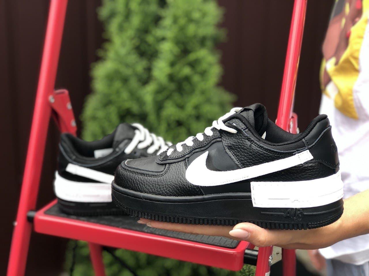 Женские демисезонные кроссовки черно белые Nike Air Force 1 Shadow ...