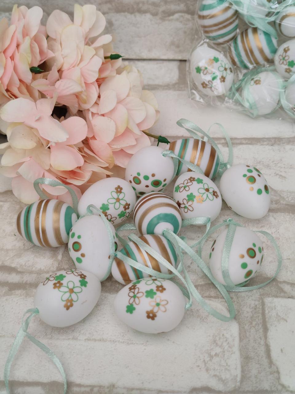 Набір пластикових, підвісних яєць 12 шт/уп, h 4 см, фото 1