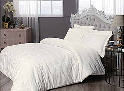 Постільна білизна Tac сатин-жакард Євро Brinley Молочний