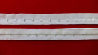 Гачки на стрічці для корсетів однорядні 25 мм білі (нейлон)