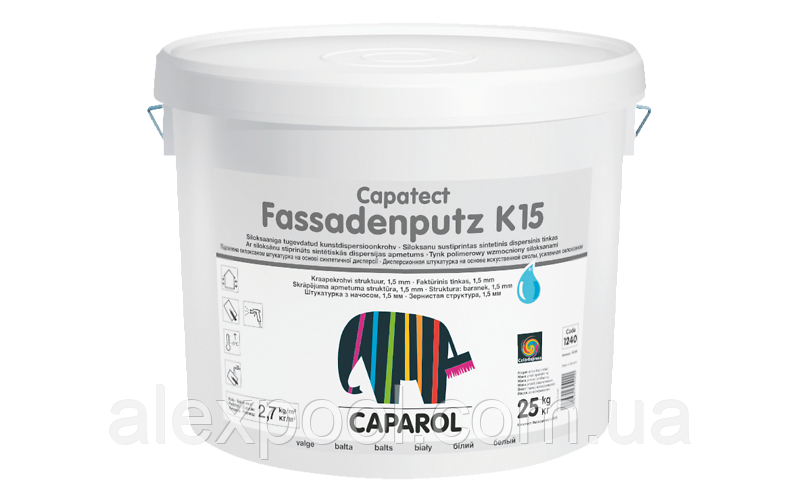 Caparol Capatect Fassadenputz K15 25 кг біла Структурна штукатурка для зовнішніх робіт, посилені силоксаном
