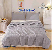 Летнее одеяло покрывало плед на кровать хлопок евро размер 200х230 см 2 наволочки 50х70 см Турция Серое