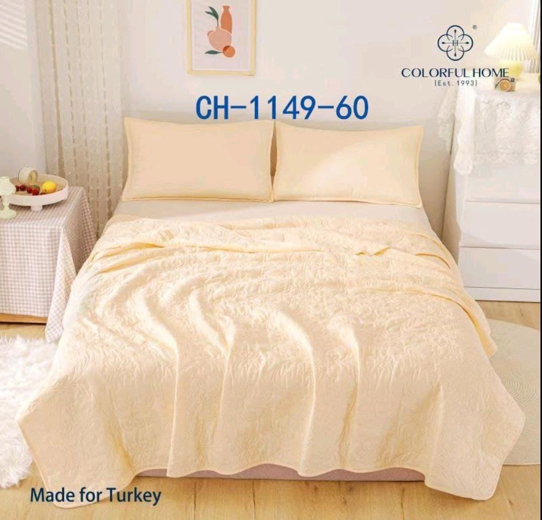 Летнее одеяло покрывало плед на кровать хлопок евро размер 200х230 см 2 наволочки 50х70 см Турция Бежевое - фото 2 - id-p1585308779