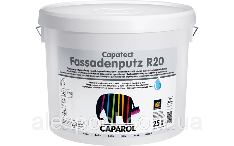 Caparol Capatect Fassadenputz R20 25 кг Структурна штукатурка для зовнішніх робіт, посилені силоксаном