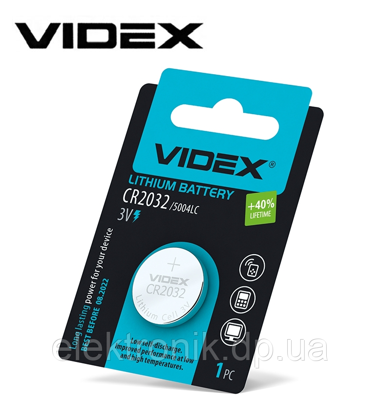Батарейка літієва CR2032 Videx 1 шт BLISTER CARD