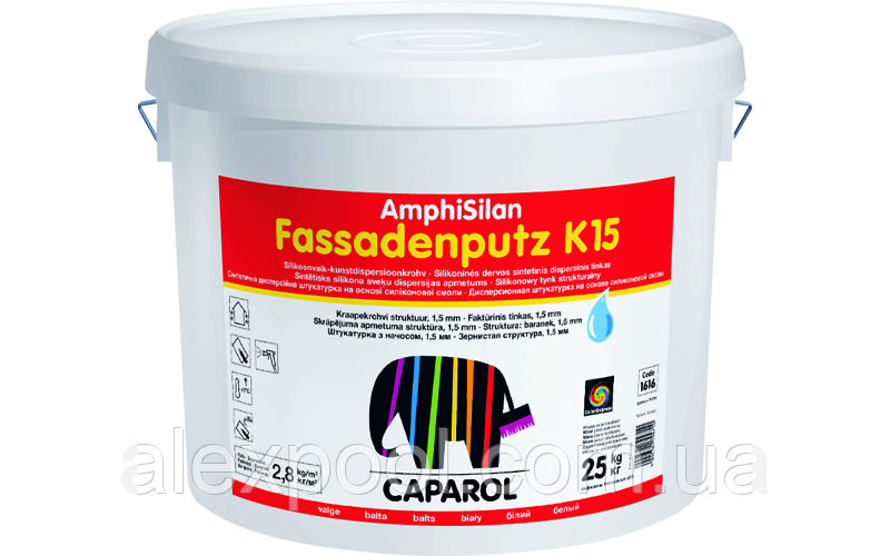 Caparol Amphisilan Fassadenputz K 15 25 кг біла - структурна штукатурка на основі силіконової смоли