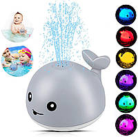 Игрушка в ванную для малышей "Кит фонтан" Mini Whale Fountain Серый плавающие игрушки для купания (ТОП)