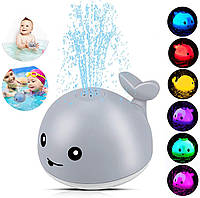 Игрушка в ванную для малышей "Кит фонтан" Mini Whale Fountain Серый плавающие игрушки для купания (SH)