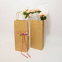 Бумажный пакет для цветов с ручками 150*90*360 мм с ручками