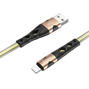 USB кабель Hoco U105 1,2 m 2.4 A Lightning золотий, фото 2