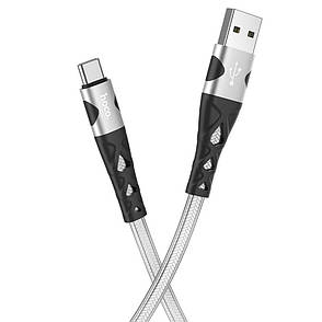 USB кабель Hoco U105 1,2 m 2.4 A Type-C сірий, фото 2