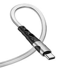 USB кабель Hoco U105 1,2 m 2.4 A Type-C сірий, фото 2