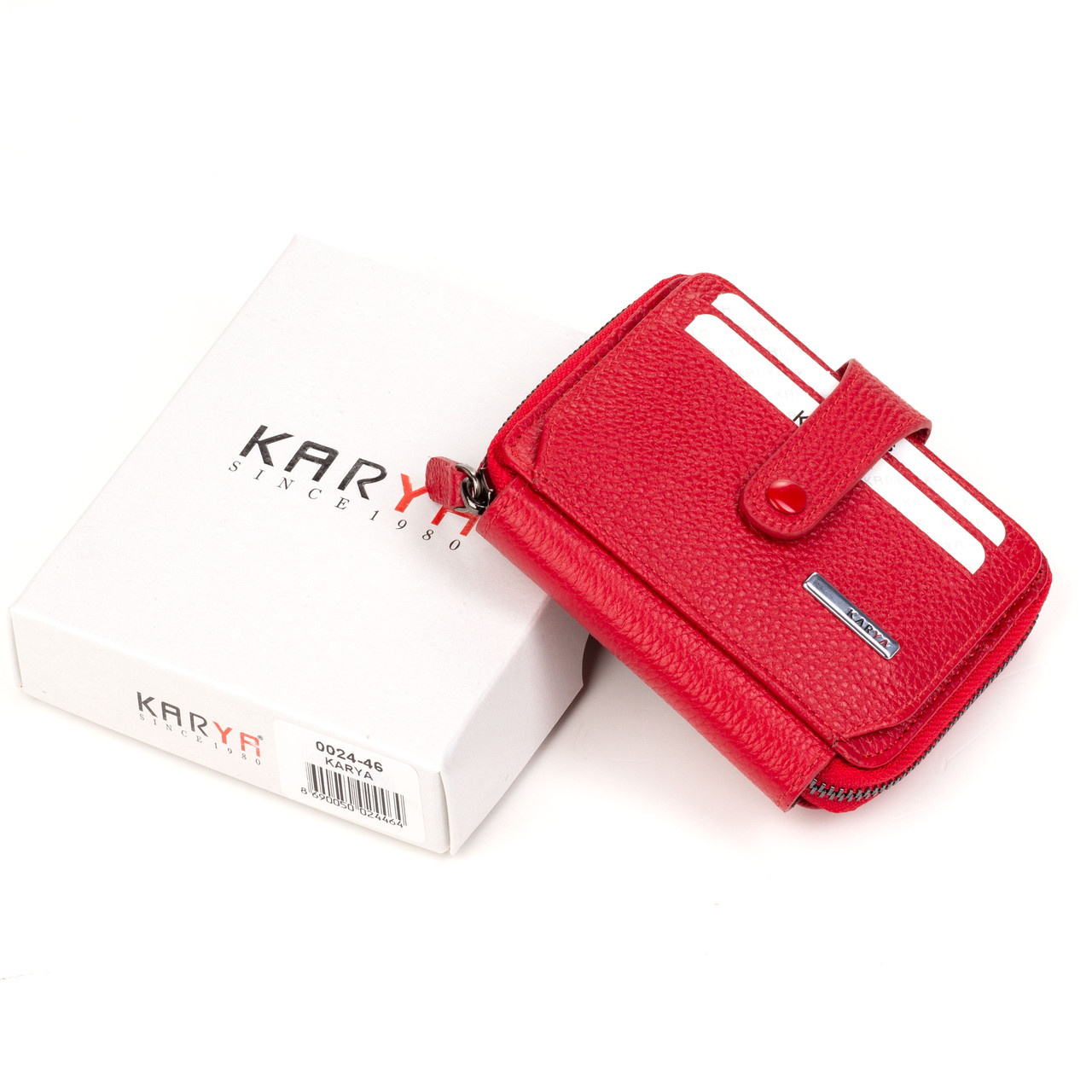 Кожаный картхолдер с отделением для купюр Karya 0024-46 красный - фото 6 - id-p1577001555