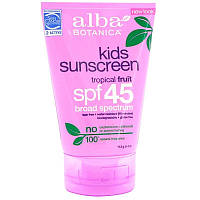 Alba Botanica, Дитячий сонцезахисний крем, тропічні фрукти, SPF 45, 4 унції (113 г)