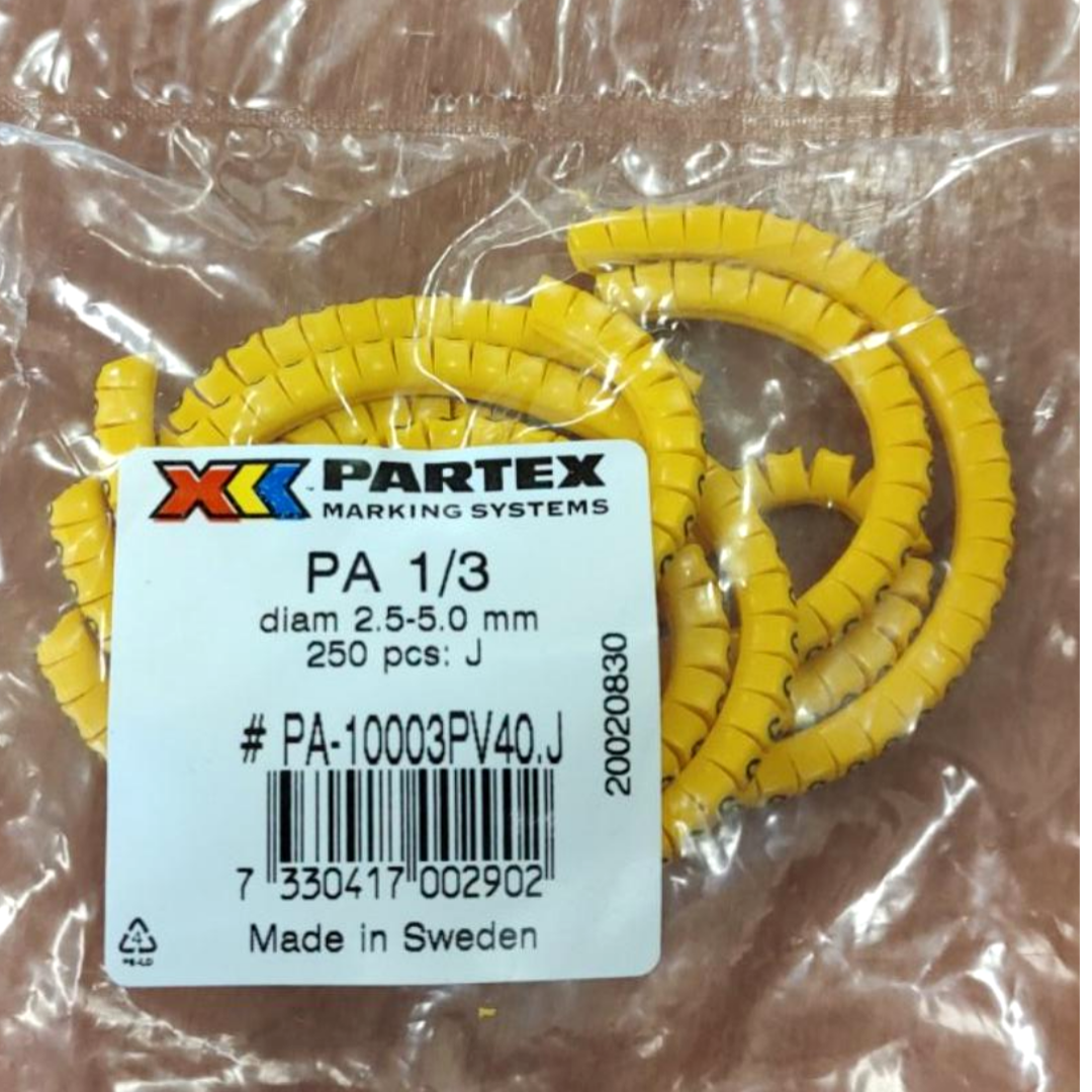 Цифри та літери англійського алфавіту для маркування проводів Partex PA-1 по 250 шт., фото 1