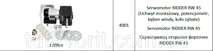 Сервопривод відчинення фортечок RIDDER RW45-1L-09/230/1/55/IP55